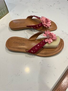 Coconuts by Matisse pink leather thong sandals Sunny Fuschia size 9
